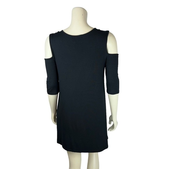 NEW Alquema Cold Open Shoulder Tunic Size 1 US 6 Solid Black Lagenlook Womens - Picture 4 of 12